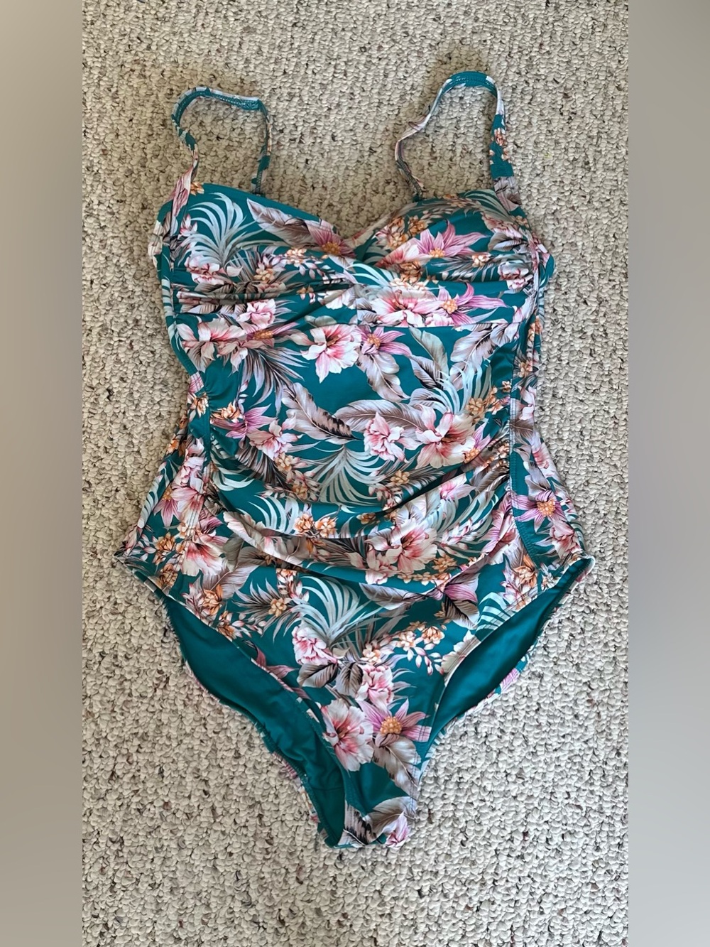 Women’s Floral Nip Tuck Teal One-Piece Swimsuit